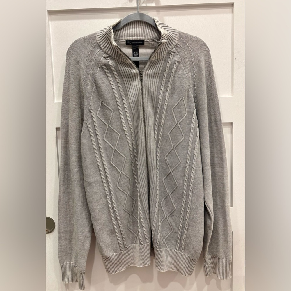 INC International Concepts Winter Gray Zip Up Sweater